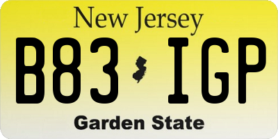 NJ license plate B83IGP