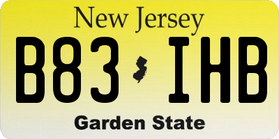 NJ license plate B83IHB