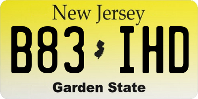 NJ license plate B83IHD