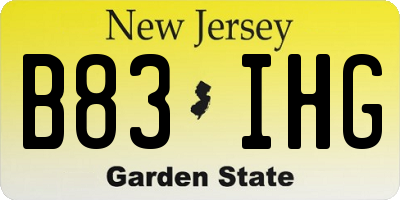 NJ license plate B83IHG