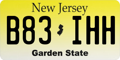NJ license plate B83IHH