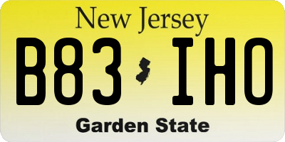 NJ license plate B83IHO