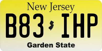 NJ license plate B83IHP