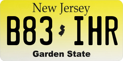 NJ license plate B83IHR