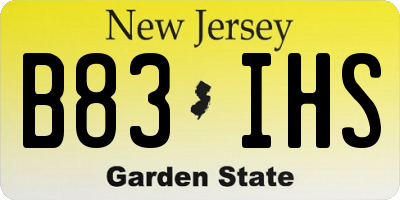 NJ license plate B83IHS