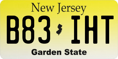 NJ license plate B83IHT