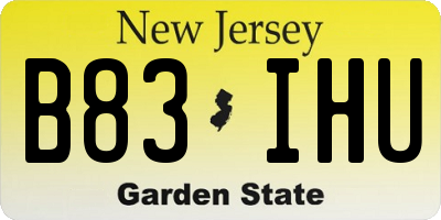 NJ license plate B83IHU