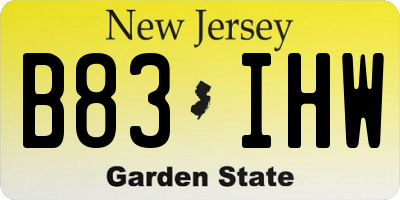 NJ license plate B83IHW