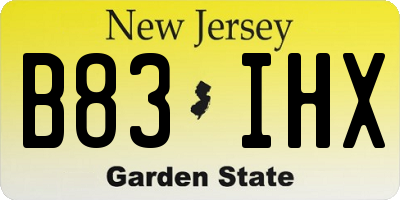 NJ license plate B83IHX