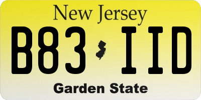NJ license plate B83IID