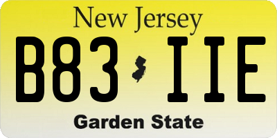 NJ license plate B83IIE