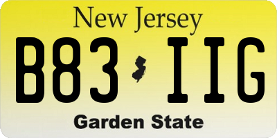 NJ license plate B83IIG