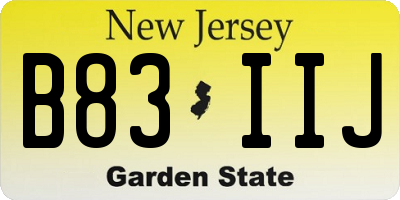 NJ license plate B83IIJ