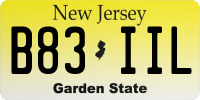 NJ license plate B83IIL