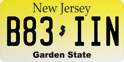 NJ license plate B83IIN