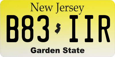 NJ license plate B83IIR