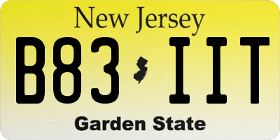 NJ license plate B83IIT
