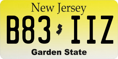 NJ license plate B83IIZ