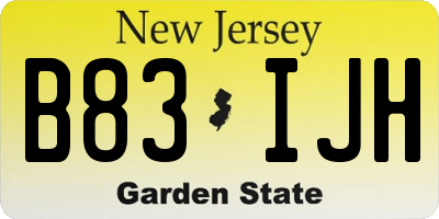 NJ license plate B83IJH