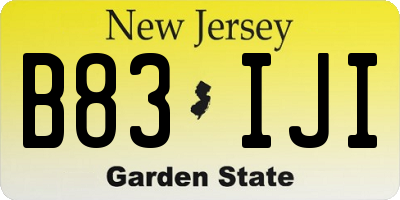 NJ license plate B83IJI