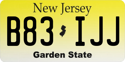 NJ license plate B83IJJ