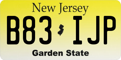 NJ license plate B83IJP