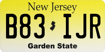 NJ license plate B83IJR