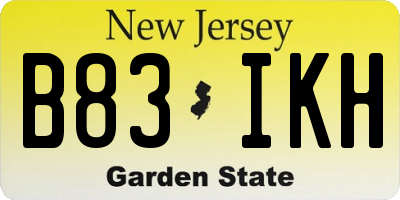 NJ license plate B83IKH
