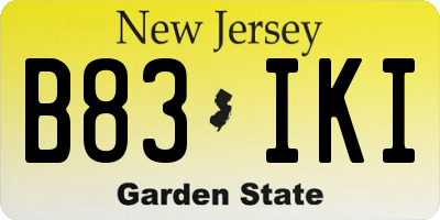 NJ license plate B83IKI