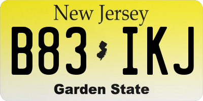 NJ license plate B83IKJ
