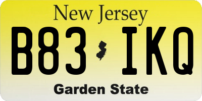 NJ license plate B83IKQ