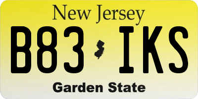 NJ license plate B83IKS