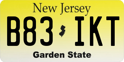NJ license plate B83IKT