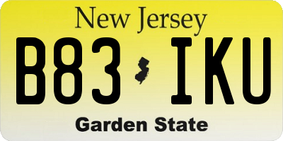 NJ license plate B83IKU