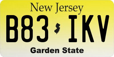 NJ license plate B83IKV