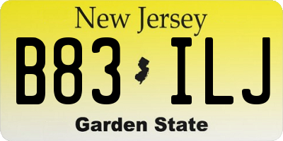 NJ license plate B83ILJ