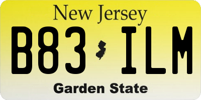 NJ license plate B83ILM