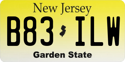 NJ license plate B83ILW