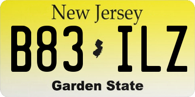 NJ license plate B83ILZ