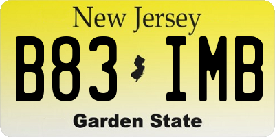 NJ license plate B83IMB