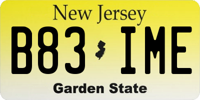 NJ license plate B83IME