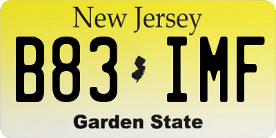 NJ license plate B83IMF