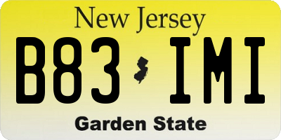 NJ license plate B83IMI