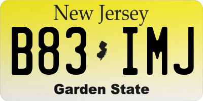 NJ license plate B83IMJ