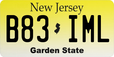 NJ license plate B83IML