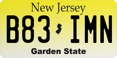 NJ license plate B83IMN