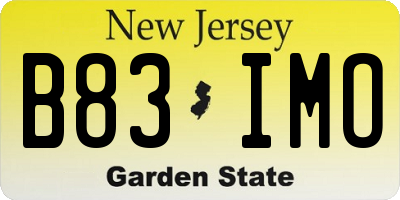 NJ license plate B83IMO