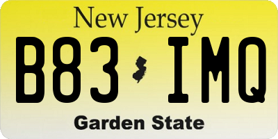 NJ license plate B83IMQ