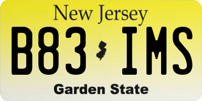 NJ license plate B83IMS