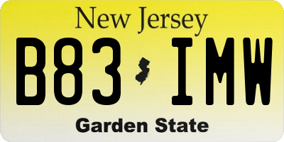 NJ license plate B83IMW